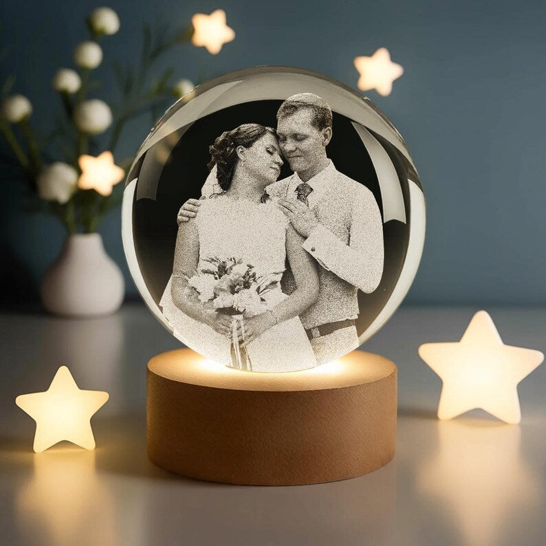 Personalized Crystal Ball Night Light Custom Photo Keepsake