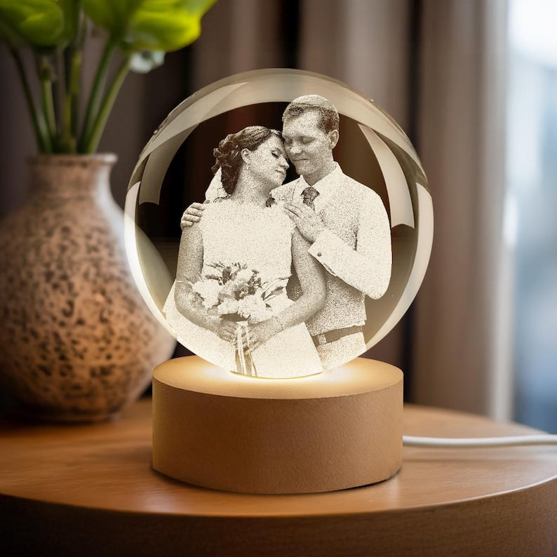 Personalized Crystal Ball Night Light Custom Photo Keepsake