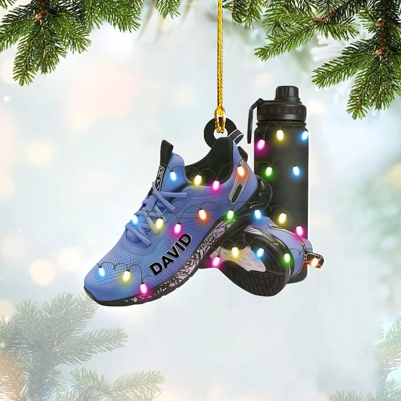 Custom Runner Shoes Christmas Ornament, Custom Marathon Ornament, Running Christmas Ornament, Gift For Runner, Marathon Christmas Ornament