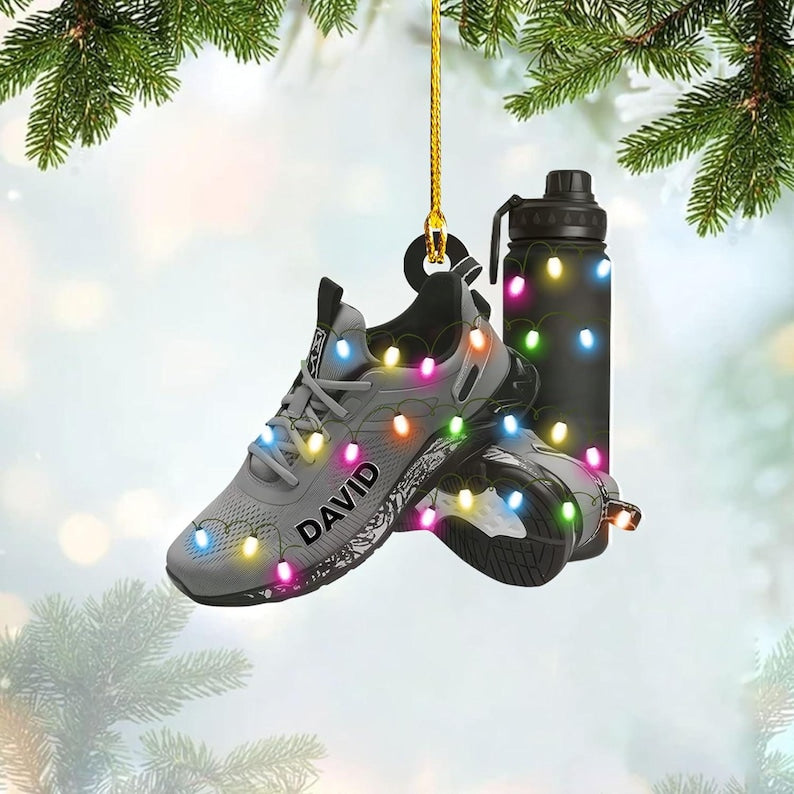Custom Runner Shoes Christmas Ornament, Custom Marathon Ornament, Running Christmas Ornament, Gift For Runner, Marathon Christmas Ornament
