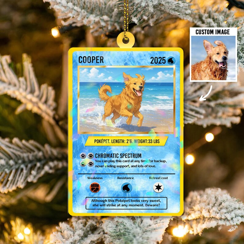 Custom Poke Pet Acrylic Card Trading Cards Anniversary Poke Gift, Pet Photo Hologram Ornaments, Poke-Style Collectible with Photo