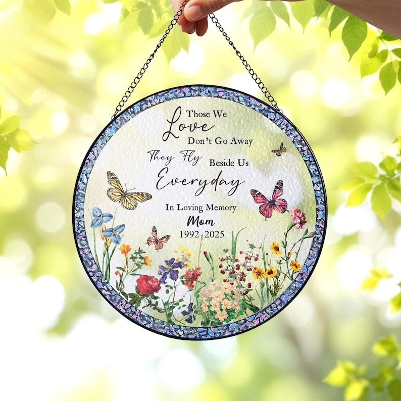 Custom Memorial Stained Glass Suncatcher,Loss Of Dad Sympathy Gift,In Memory of Mom Memorial Ornament,Loss of Mom Ornament,Remembrance Gifts
