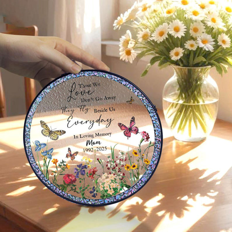 Custom Memorial Stained Glass Suncatcher,Loss Of Dad Sympathy Gift,In Memory of Mom Memorial Ornament,Loss of Mom Ornament,Remembrance Gifts Mother's Day Gift