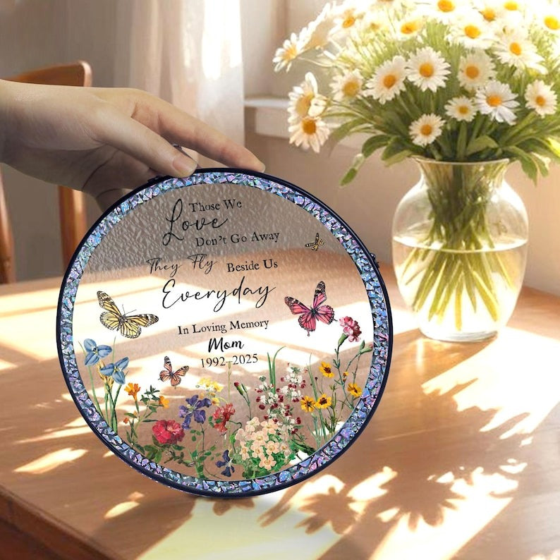 Custom Memorial Stained Glass Suncatcher,Loss Of Dad Sympathy Gift,In Memory of Mom Memorial Ornament,Loss of Mom Ornament,Remembrance Gifts