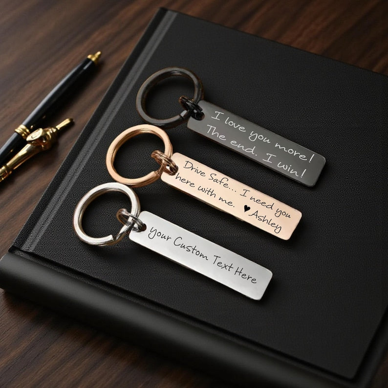 Drive Safe keychain, Customizable Rectangle Anniversary gift, Personalized Anniversary Gift for Him, Boyfriend Gift, Custom Husband Gift