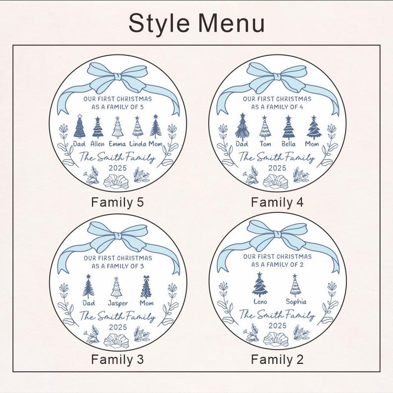 Personalised First Christmas As a Family of 2/3/4/5 Christmas Bauble, Family Tree Christmas Bauble, 2025 Family First Christmas Ornament