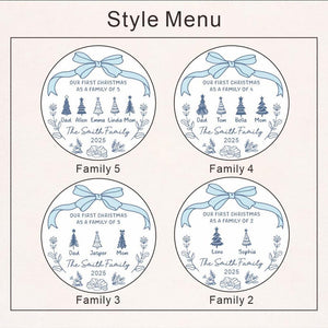 Personalised First Christmas As a Family of 2/3/4/5 Christmas Bauble, Family Tree Christmas Bauble, 2025 Family First Christmas Ornament