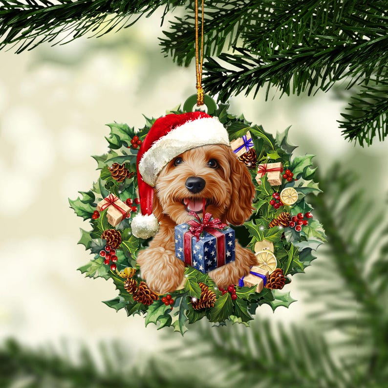 Goldendoodle Christmas Ornament, Groodle Dog Christmas Tree Ornament, Goldendoodle Christmas Home Decor, Dog Lover Xmas Gift