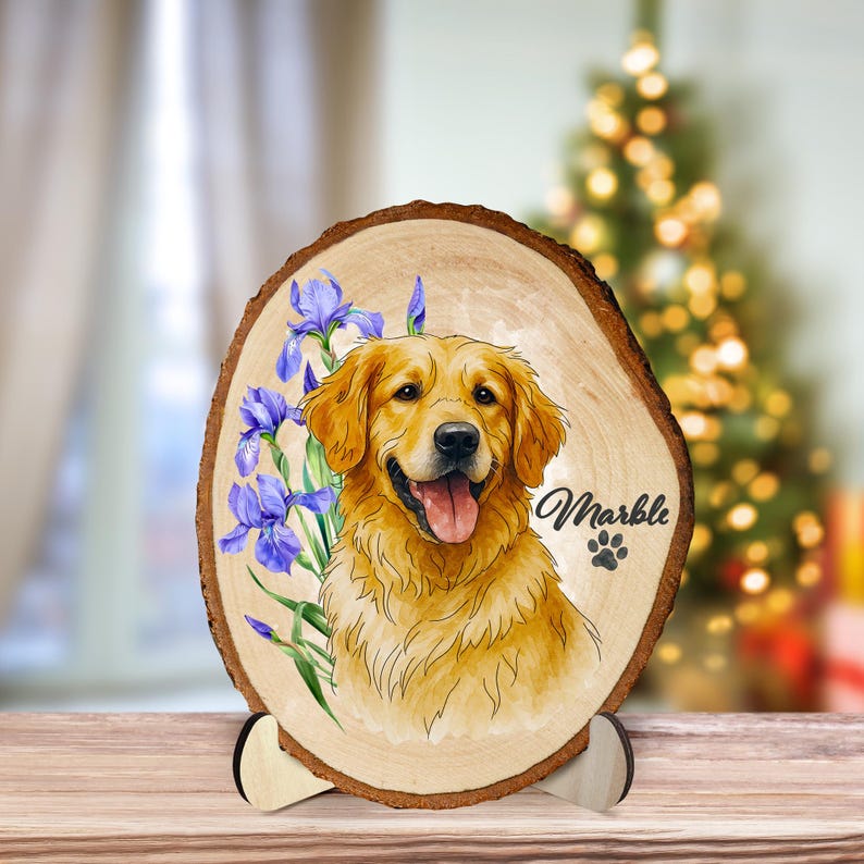 Dog Portrait Wooden Hanging, Custom Pet Portrait Dog Memorial Gift, Cat Photo Wall Art, Pet Loss Sympathy Gift, Pet Loss Gift