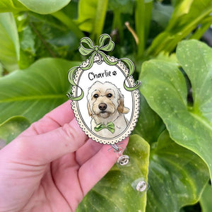 Custom Dog Badge Reel, Personalized Pet Portrait Photo Badge Reel, Nurse Badge Reel, Retractable Badge Holder
