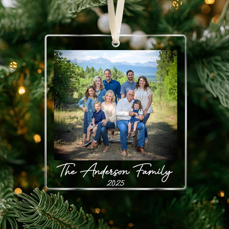 Custom Family Photo Ornament, Family Christmas Ornaments, Car Ornament Personalized Family Photo Keepsake 2025, Large Family Christmas Keepsake Gifts