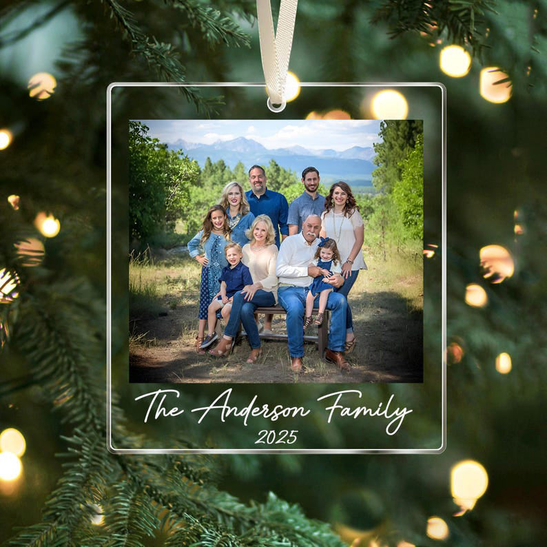 Custom Family Photo Ornament, Family Christmas Ornaments, Personalized Family Photo Keepsake 2025, Large Family Christmas Keepsake Gifts