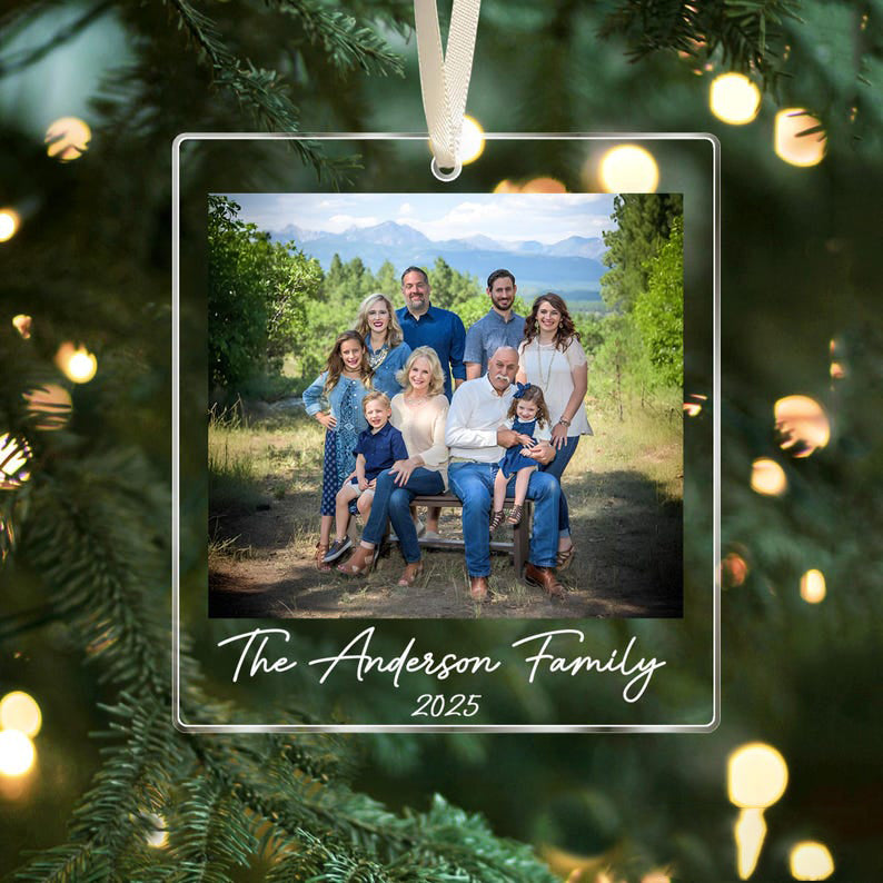Custom Family Photo Ornament, Family Christmas Ornaments, Car Ornament Personalized Family Photo Keepsake 2025, Large Family Christmas Keepsake Gifts