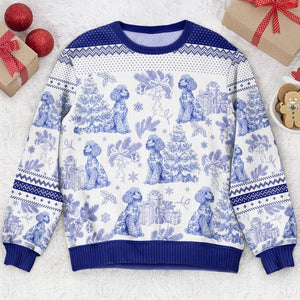 Custom Dog Breeds Christmas Tree, Toile De Jouy, Personalized Ugly Sweater, Gift For Dog Lovers, Merry Christmas Gift, Gift for Her.