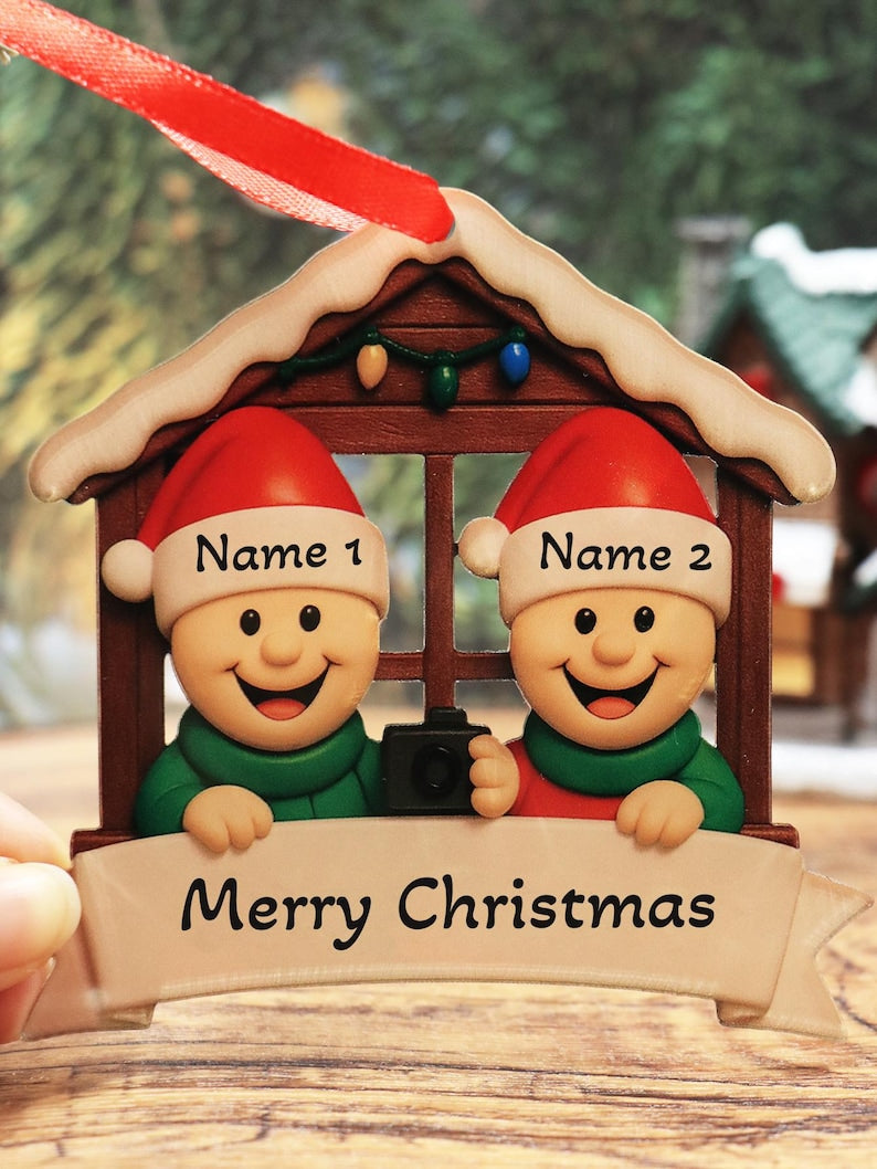 Custom Text Christmas Decorations, Personalized Christmas Tree Decorations, Customizable 1-4 Names Ornaments, Home Decor, Christmas, Family