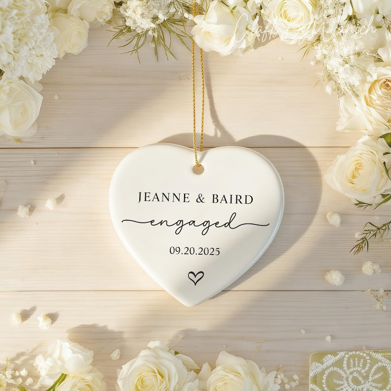 Personalized Engagement Ornament, Newlywed Gift Engaged Ornament, Custom Wedding/Engagement Location Ornament, Engagement Ornaments Gift