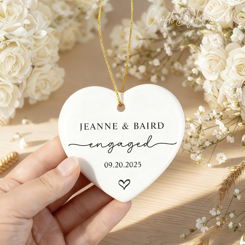 Personalized Engagement Ornament, Newlywed Gift Engaged Ornament, Custom Wedding/Engagement Location Ornament, Engagement Ornaments Gift
