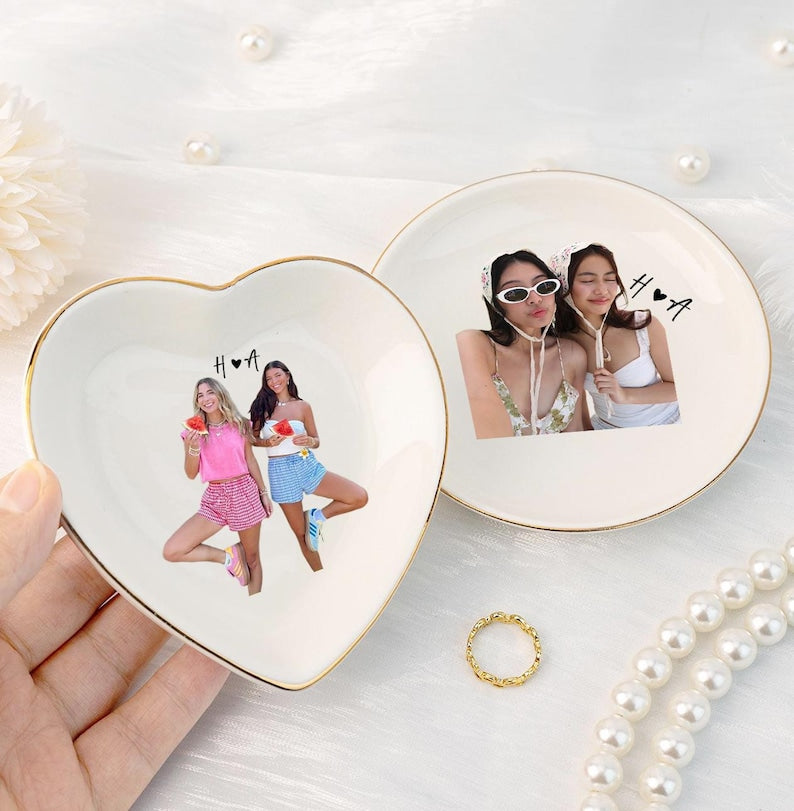 Personalized Bestie Photo Trinket Dish: Best Friend Gifts, Friendship Ring Holder, Thank You Gift For Friend