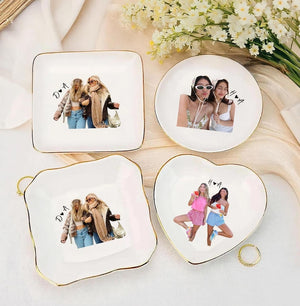 Personalized Bestie Photo Trinket Dish: Best Friend Gifts, Friendship Ring Holder, Thank You Gift For Friend