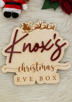 Custom Christmas Eve Box Name Sign | Personalized Wooden Plaque | Holiday Keepsake for Christmas Eve Box | Custom Kids Christmas Decoration