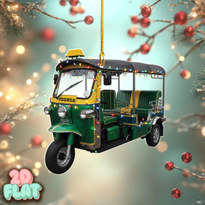 Personalized Tuk Tuk 2D FLAT Ornament, Custom Name Auto Rickshaw Christmas Tree Decoration, Holiday Gift for Travelers, Drivers, Asia Lovers