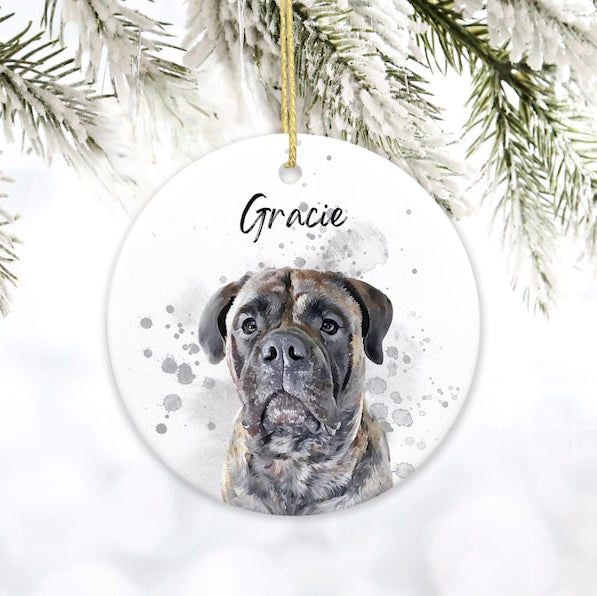 Custom Pet Portrait Ceramic Ornament by Using Pet Photos, Personalized Dog Christmas Keepsake, Pet Loss Remembrance Ornament