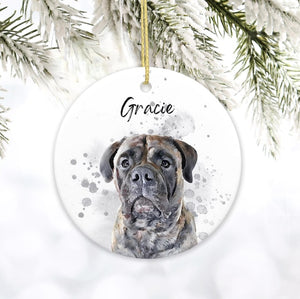 Custom Pet Portrait Ceramic Ornament by Using Pet Photos, Personalized Dog Christmas Keepsake, Pet Loss Remembrance Ornament