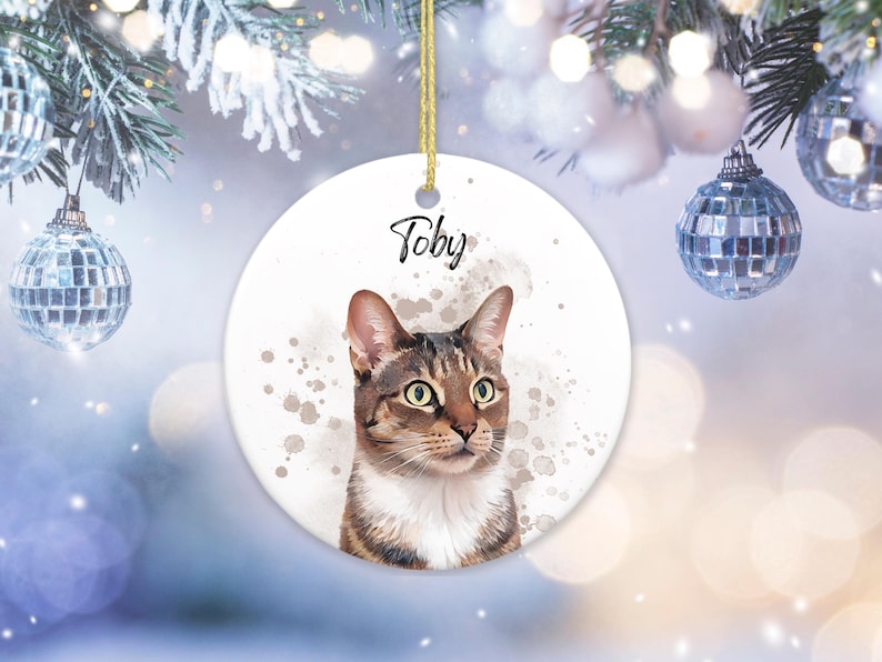 Custom Pet Portrait Ceramic Ornament by Using Pet Photos, Personalized Dog Christmas Keepsake, Pet Loss Remembrance Ornament