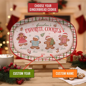 Custom Grandma's Favorite Cookies Plate, Personalized Gingerbread Christmas Plate, Grandkids Names, Grandma Gift, Christmas Gifts