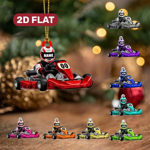 Personalized Go Kart Ornament Custom Racer with Name & Number Christmas Tree Gift for Karting Kids, Racing Fans, or Motorsports