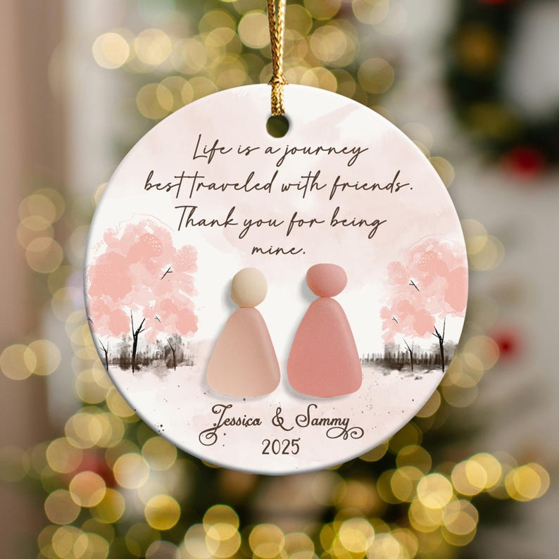 Personalized Sea Glass 2D Effect Print Ornament, Sea Glass Art, Timeless Friendship Keepsake, Friends Gift, Friends Christmas Ornament