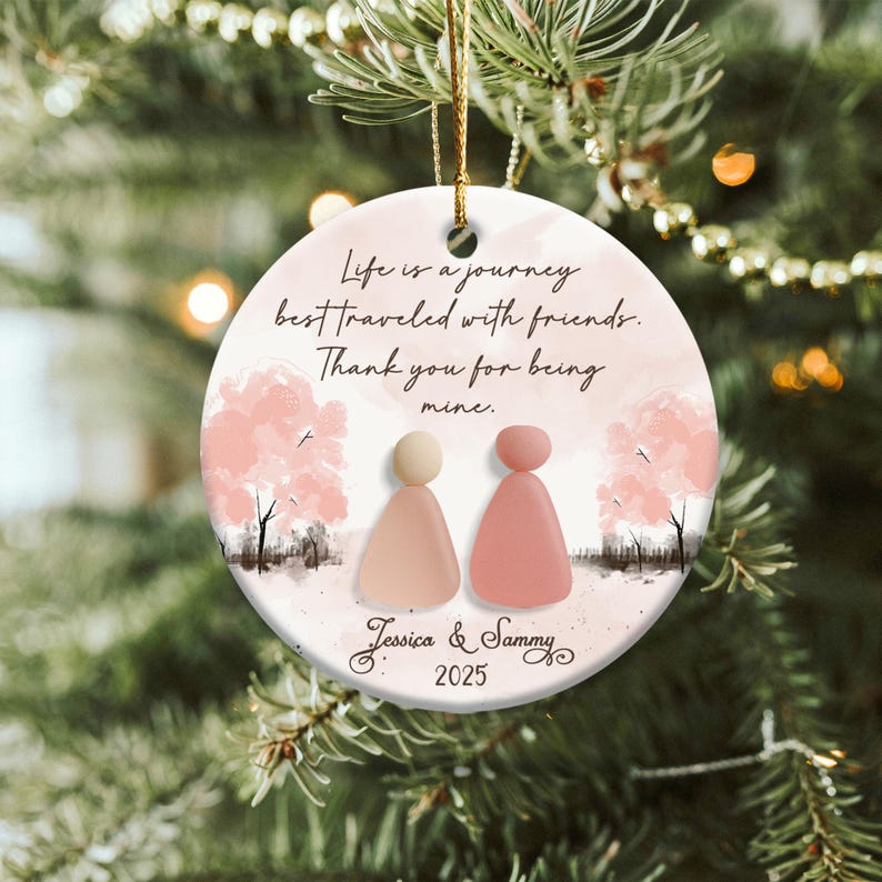 Personalized Sea Glass 2D Effect Print Ornament, Sea Glass Art, Timeless Friendship Keepsake, Friends Gift, Friends Christmas Ornament