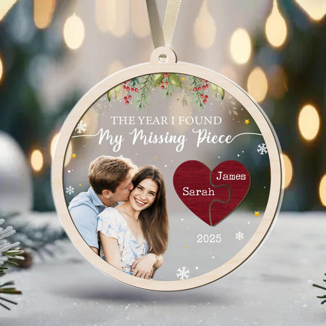 The Year I Found My Missing Piece 2025, Custom Couple Ornament, Couple Gift Personalized, Couple Photo Keepsake, Couple Christmas Ornaments