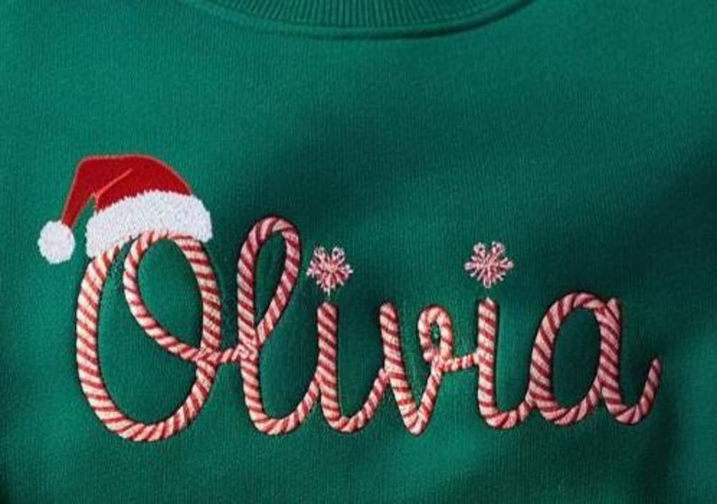 Embroidered Personalized Christmas Sweatshirt, Embroidered Christmas Custom Name Crewneck Sweater, Custom Xmas Gift, Custom Family Sweaters