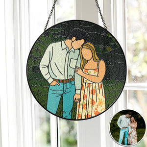 Personalized Wedding Anniversary Gift: Custom Annivesary Stained Glass, Unique Wedding Gift For Couple