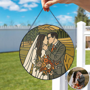 Personalized Wedding Anniversary Gift: Custom Annivesary Stained Glass, Unique Wedding Gift For Couple