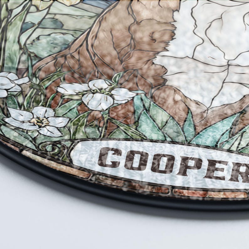 Custom Pet Portrait Stained Glass Suncatcher, Stained Glass Dog Memorial, Custom Dog Portrait from Photo, Pet Memorial Gift, Window hangings