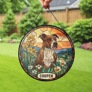 Custom Pet Portrait Stained Glass Suncatcher, Stained Glass Dog Memorial, Custom Dog Portrait from Photo, Pet Memorial Gift, Window hangings