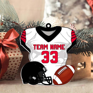 Personalized American Football Uniform 2D Flat Ornament NOT 3D, Football Helmet And Ball, Gift For Football Player, Christmas Fan Ornament