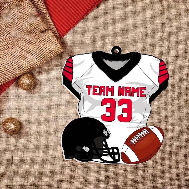 Personalized American Football Uniform 2D Flat Ornament NOT 3D, Football Helmet And Ball, Gift For Football Player, Christmas Fan Ornament