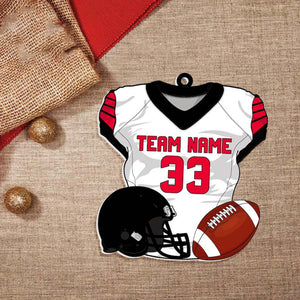 Personalized American Football Uniform 2D Flat Ornament NOT 3D, Football Helmet And Ball, Gift For Football Player, Christmas Fan Ornament