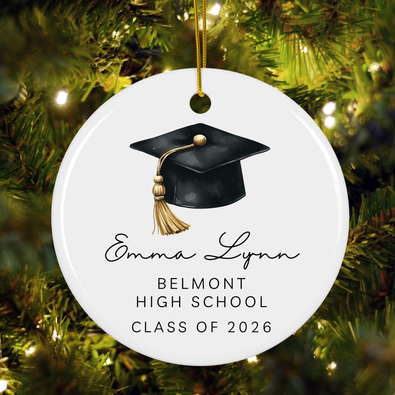 Graduation Christmas Ornament, Personalized Grad Gift, Senior High School Keepsake, Custom Christmas Ornament, Class Of 2026 Gift