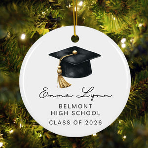 Graduation Christmas Ornament, Personalized Grad Gift, Senior High School Keepsake, Custom Christmas Ornament, Class Of 2026 Gift