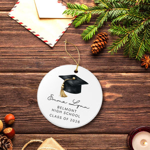 Graduation Christmas Ornament, Personalized Grad Gift, Senior High School Keepsake, Custom Christmas Ornament, Class Of 2026 Gift
