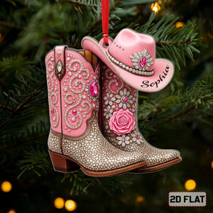 Custom 2D Flat Cowgirl Boots Acrylic Ornament, Cowgirl Christmas Ornament, Cowboy Boot Ornament, Western Ornament, CowGirl/ Cowboy Gifts