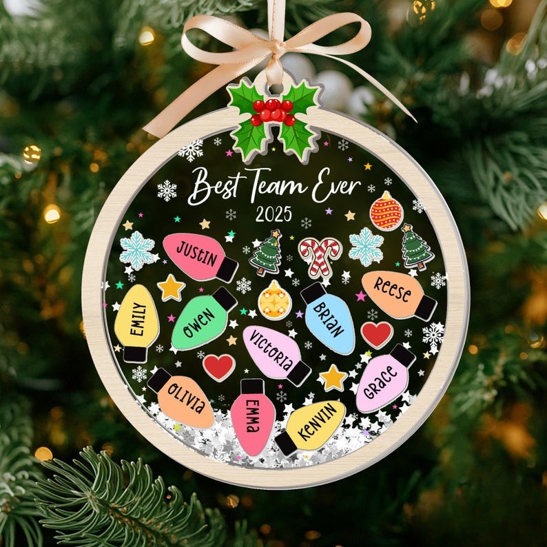 Custom Best Team Christmas Ornament, Best Team Ever Christmas 4D Shaker Ornament, Christmas Gift for Coworker, Team Members Name Gift