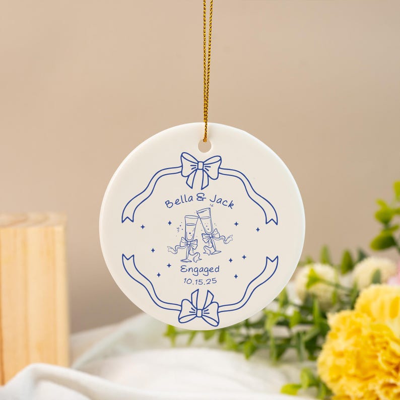 Personalized Engagement Ornament for Couples, Wedding Gift for Newlyweds, Custom Married Ornament, Anniversary Gift, Bride Gift
