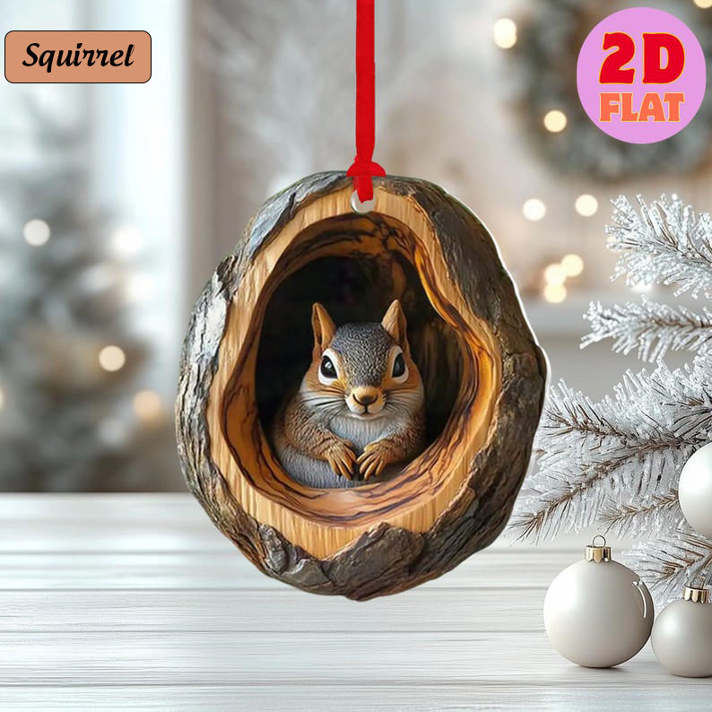 Animal 2D Flat Ornament, Rabbit Sleeping, Dog Ornament, Baby Animal Christmas Ornament, Xmas Gift for Animal Lover, Christmas Gift