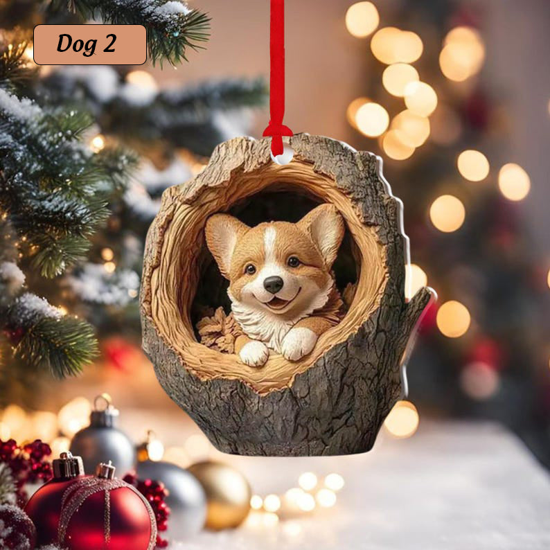 Animal 2D Flat Ornament, Rabbit Sleeping, Dog Ornament, Baby Animal Christmas Ornament, Xmas Gift for Animal Lover, Christmas Gift