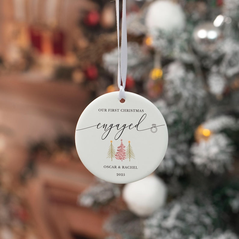 First Christmas Engaged Ornament,Engagement Gifts Ornament, 1st Christmas Engaged Baubles, Keepsake Gifts,Gifts for Couple,Gift for Newlywed